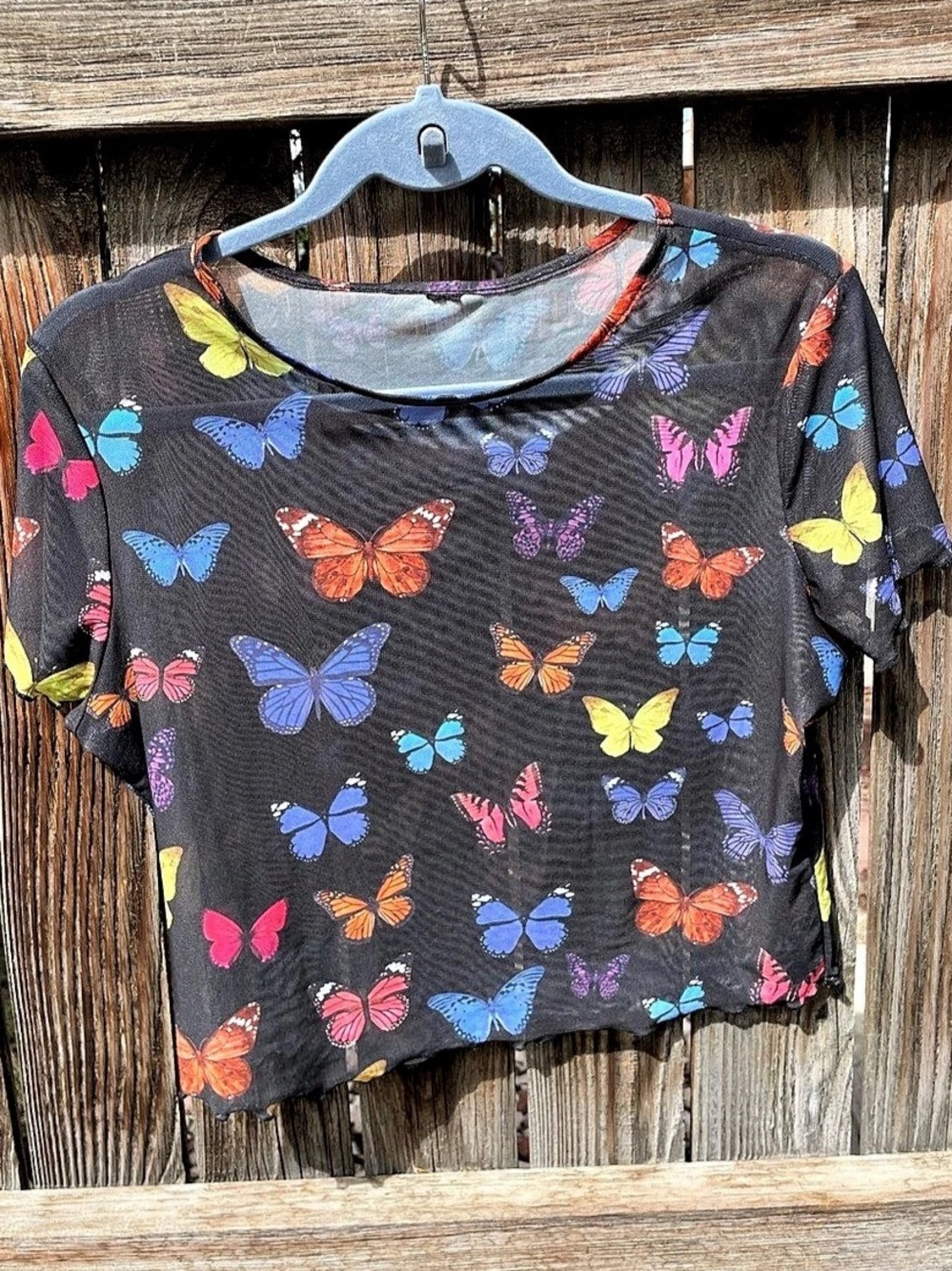 Sheer Butterfly Top in Black